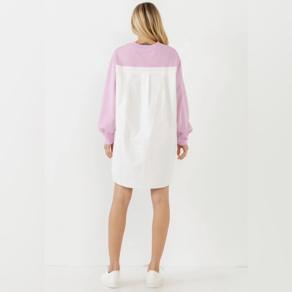 NWT English Factory Women’s Cotton Preppy Resort Pink Sweatshirt Dress Sz 2X - Picture 2 of 16